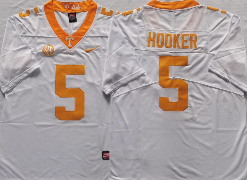 Men Tennessee Volunteers #5 Hooker White Nike 2025 NCAA Jersey